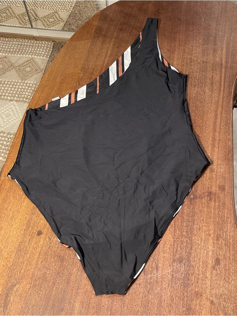 Baiia Black One-Piece Swimsuit with Striped Lining Reversible - Picture 7 of 12